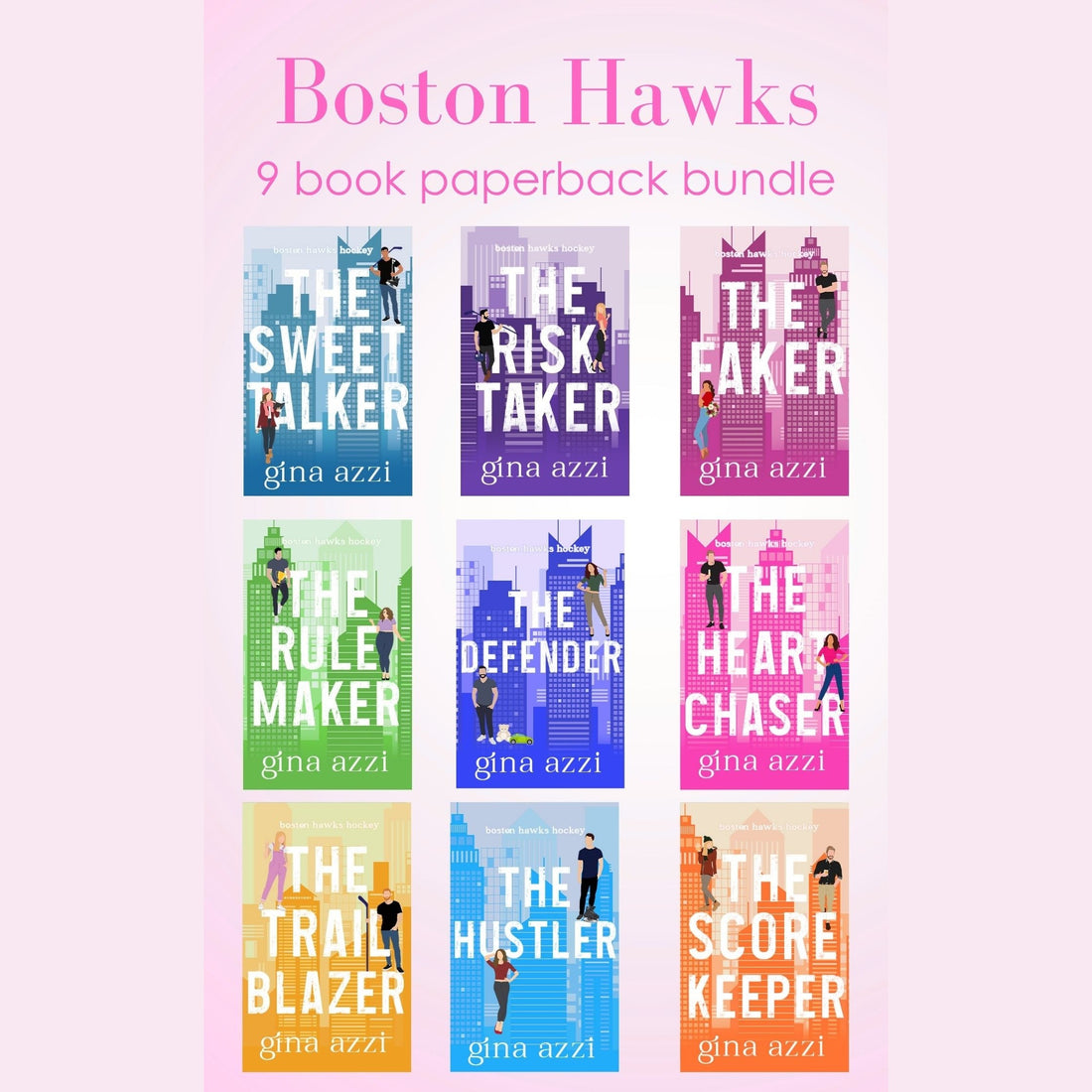 Boston Hawks Hockey illustrated paperback bundle by Gina Azzi, nine books